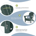 Folding Adirondack Chair,Patio Outdoor Chairs All-Weather Proof HDPE Resin for BBQ Beach