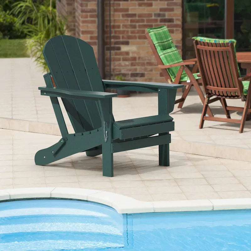 Folding Adirondack Chair,Patio Outdoor Chairs All-Weather Proof HDPE Resin for BBQ Beach