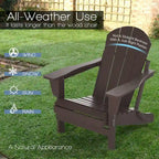 Folding Adirondack Chair,Patio Outdoor Chairs All-Weather Proof HDPE Resin for BBQ Beach
