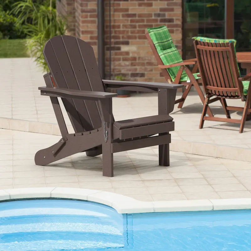 Folding Adirondack Chair,Patio Outdoor Chairs All-Weather Proof HDPE Resin for BBQ Beach
