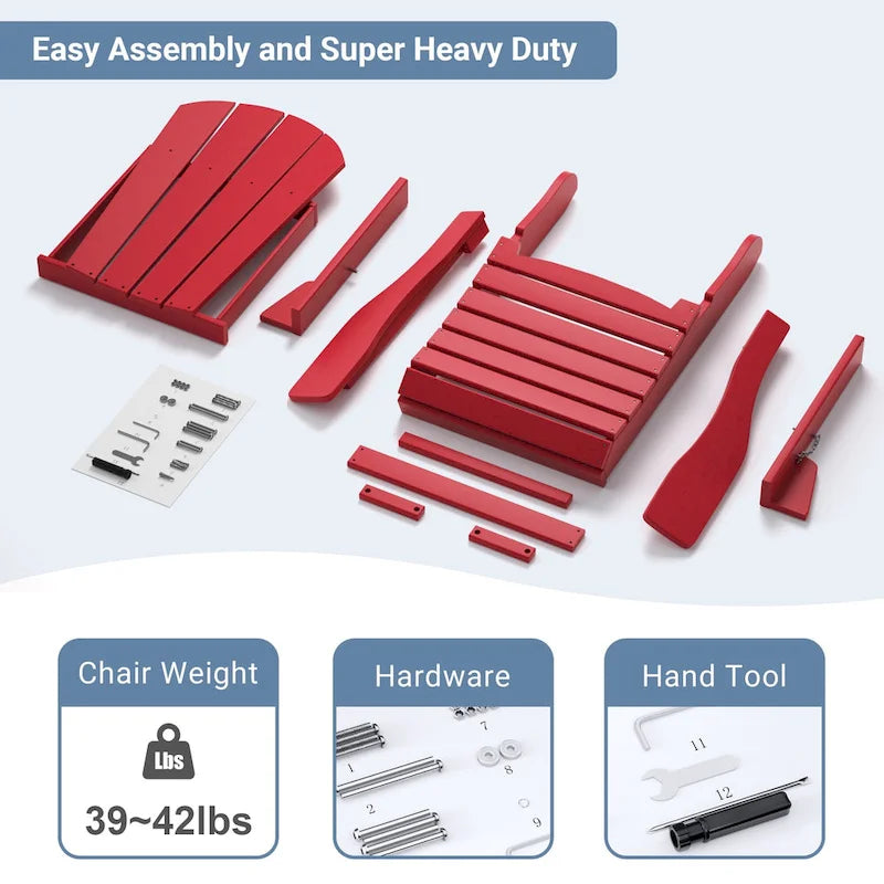 Folding Adirondack Chair,Patio Outdoor Chairs All-Weather Proof HDPE Resin for BBQ Beach
