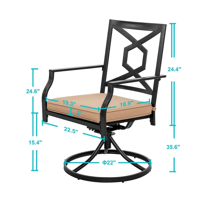 Outdoor 2-Piece Metal Swivel Dining Chairs