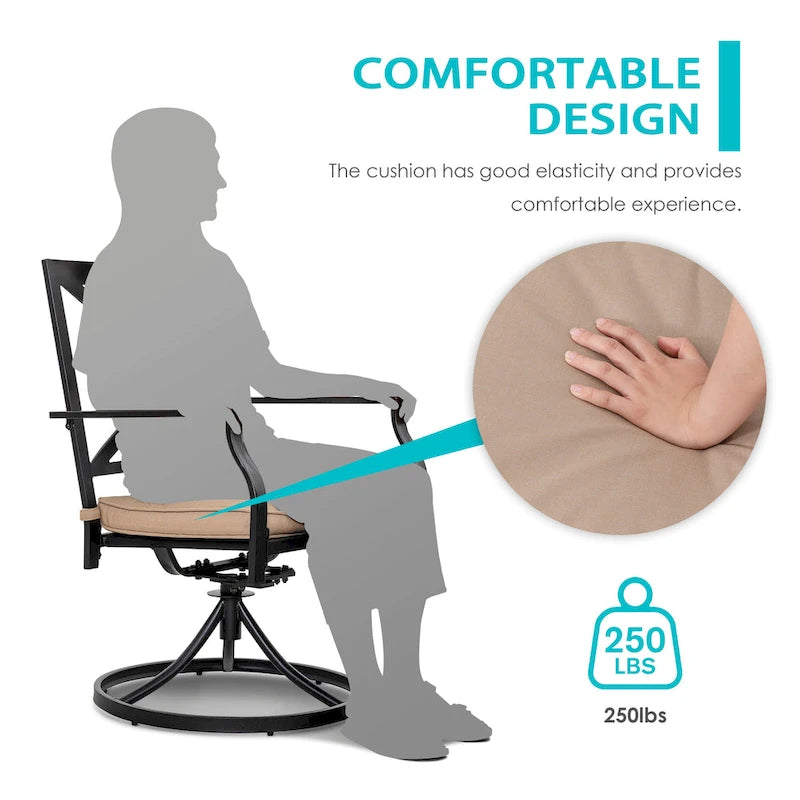 Outdoor 2-Piece Metal Swivel Dining Chairs