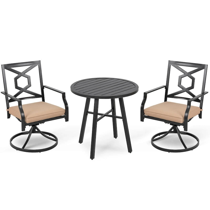 Outdoor 2-Piece Metal Swivel Dining Chairs