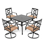 Outdoor 2-Piece Metal Swivel Dining Chairs