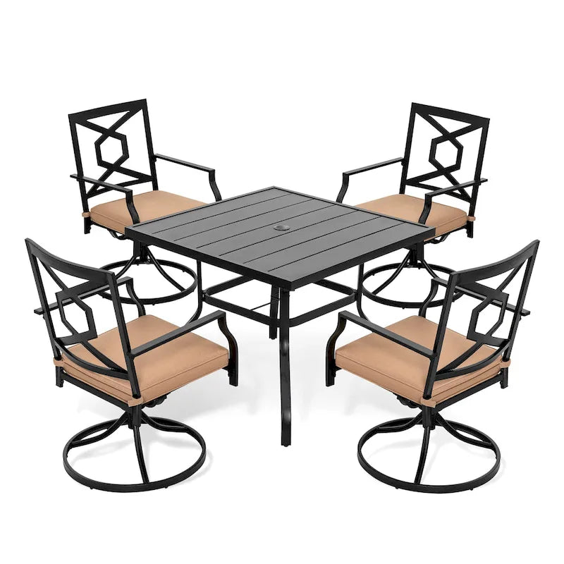 Outdoor 2-Piece Metal Swivel Dining Chairs