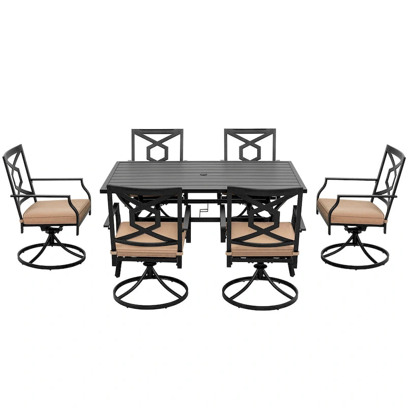 Outdoor 2-Piece Metal Swivel Dining Chairs