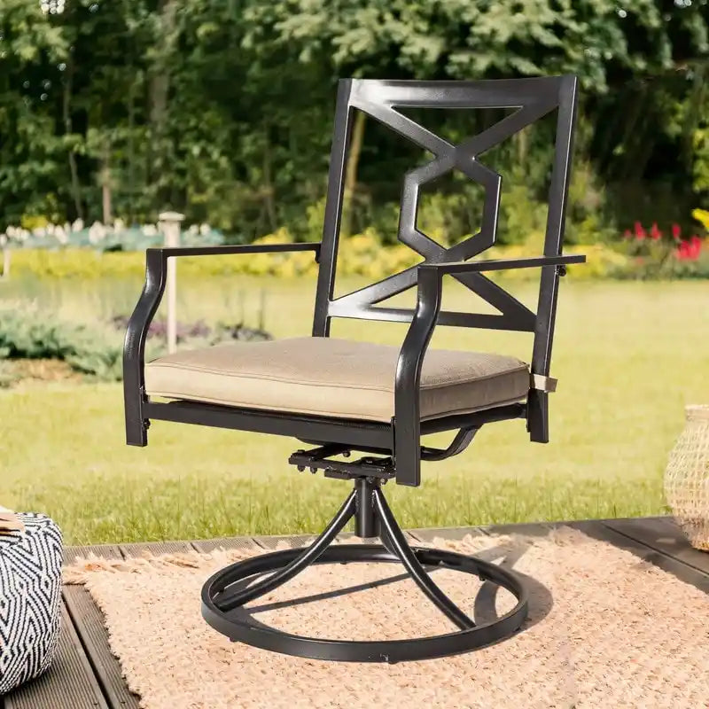 Outdoor 2-Piece Metal Swivel Dining Chairs