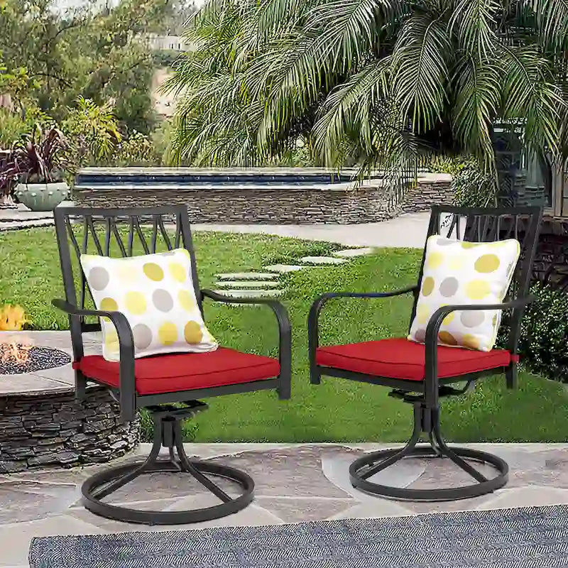 Outdoor 2-Piece Metal Swivel Dining Chairs