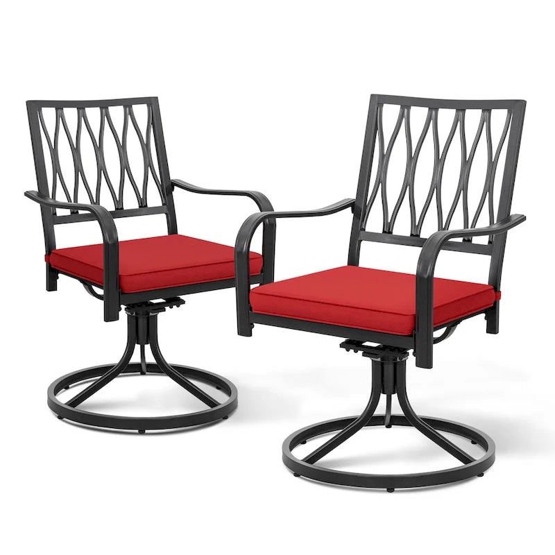 Outdoor 2-Piece Metal Swivel Dining Chairs
