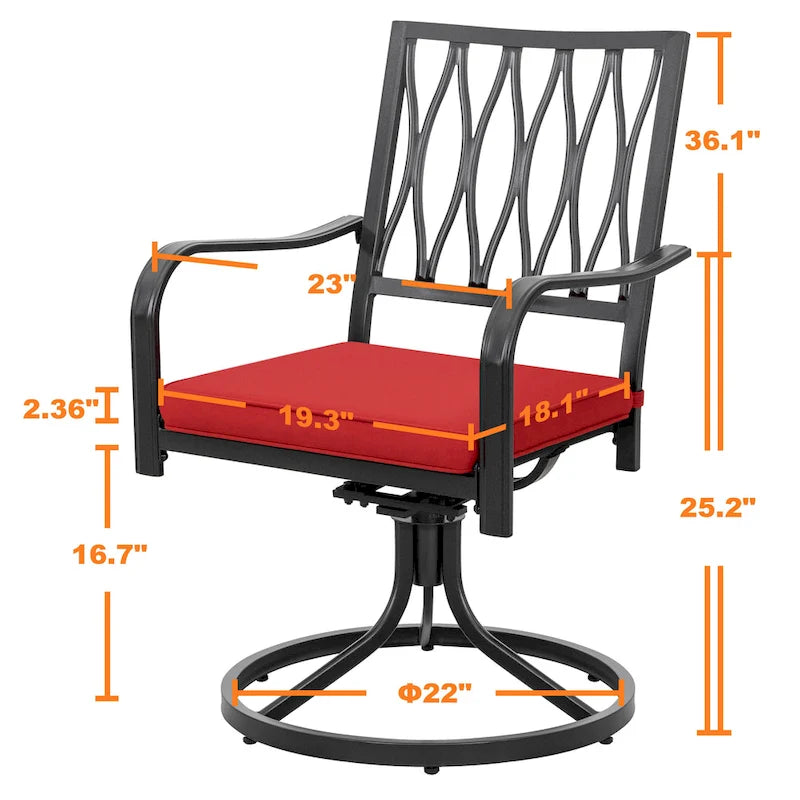 Outdoor 2-Piece Metal Swivel Dining Chairs
