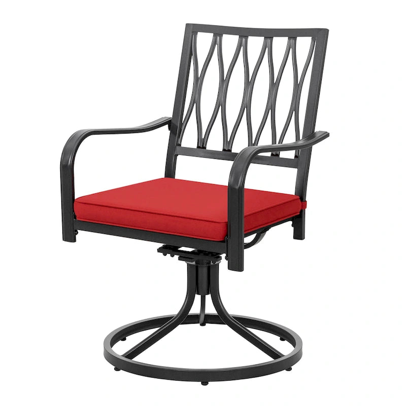 Outdoor 2-Piece Metal Swivel Dining Chairs