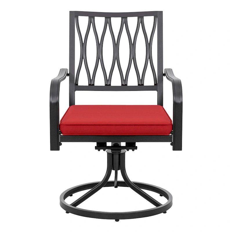 Outdoor 2-Piece Metal Swivel Dining Chairs