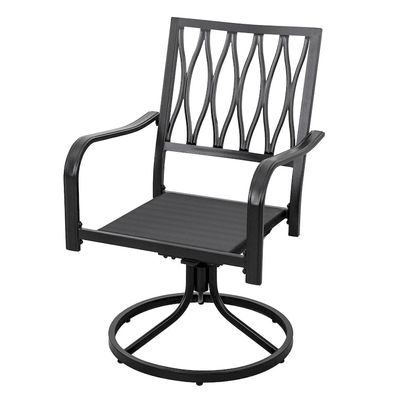 Outdoor 2-Piece Metal Swivel Dining Chairs