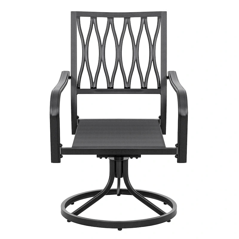 Outdoor 2-Piece Metal Swivel Dining Chairs