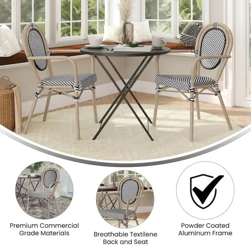 Stacking Bistro Chairs with Metal Frames