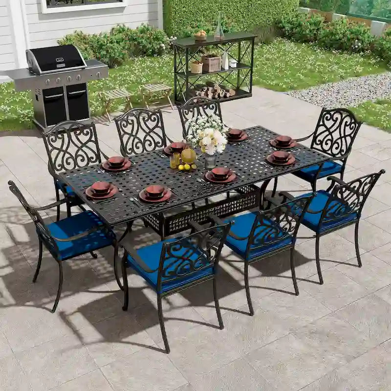 8 - Person Rectangular Outdoor Dining Set with Cushions