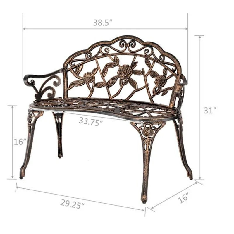 38.5     Cast Aluminum Outdoor Courtyard Decoration Park Leisure Rose Chair - N/A