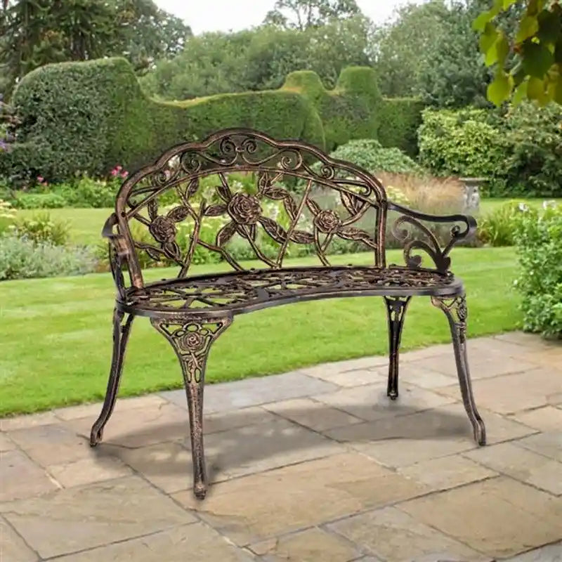 38.5     Cast Aluminum Outdoor Courtyard Decoration Park Leisure Rose Chair - N/A
