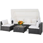 Costway 6-Piece Outdoor Patio Furniture Set Retractable Canopy