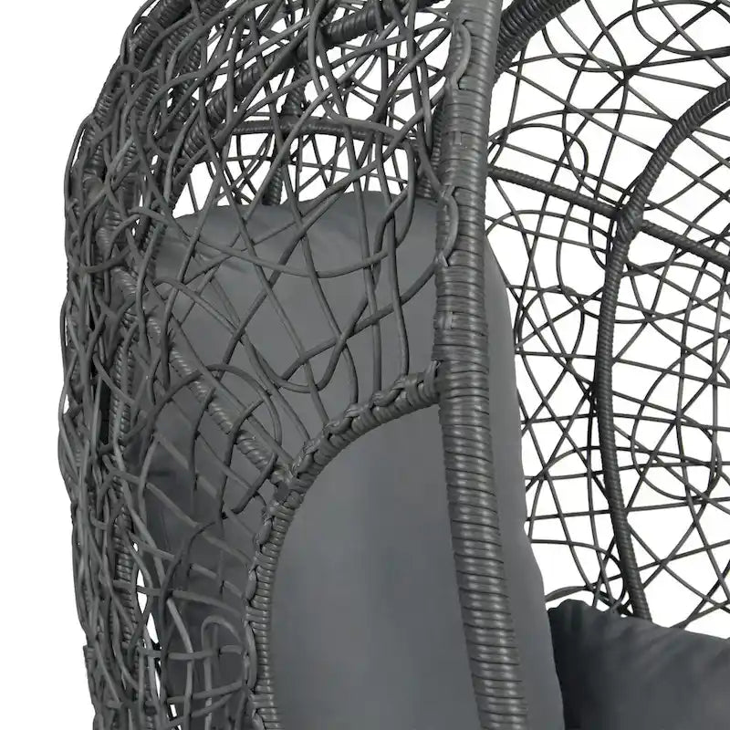 Patio PE Wicker Egg Chair with Cushion & Side Table