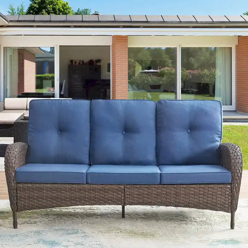 7-Piece Patio Sofa Wicker Swivel Rocking Chair Set