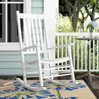 Grondin Indoor and Outdoor Rocking Chair with Solid Wood Frame, All Weather Resistant High Back Patio Porch Rocker