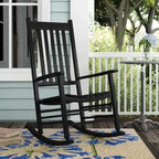 Grondin Indoor and Outdoor Rocking Chair with Solid Wood Frame, All Weather Resistant High Back Patio Porch Rocker