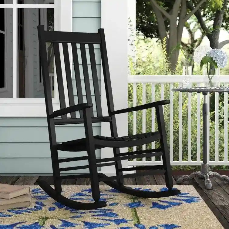 Grondin Indoor and Outdoor Rocking Chair with Solid Wood Frame, All Weather Resistant High Back Patio Porch Rocker