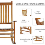 Grondin Indoor and Outdoor Rocking Chair with Solid Wood Frame, All Weather Resistant High Back Patio Porch Rocker