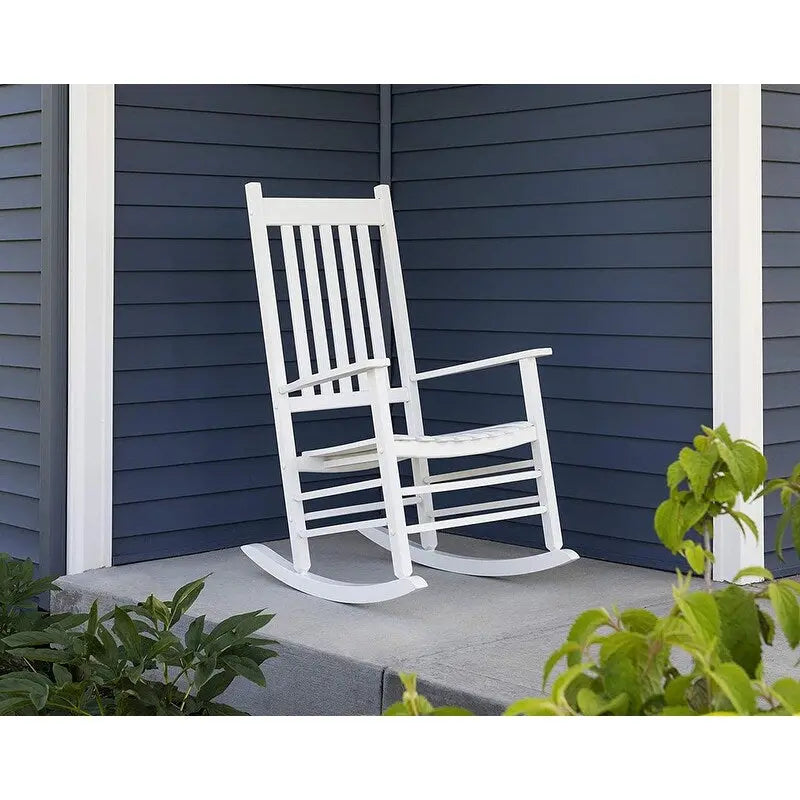 Grondin Indoor and Outdoor Rocking Chair with Solid Wood Frame, All Weather Resistant High Back Patio Porch Rocker