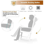 Grondin Indoor and Outdoor Rocking Chair with Solid Wood Frame, All Weather Resistant High Back Patio Porch Rocker