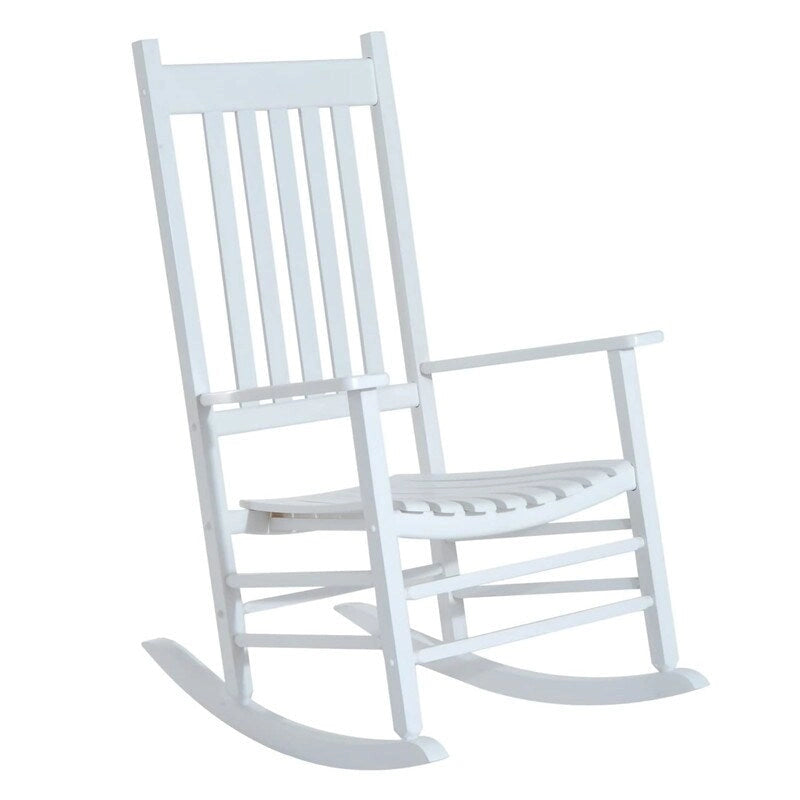 Grondin Indoor and Outdoor Rocking Chair with Solid Wood Frame, All Weather Resistant High Back Patio Porch Rocker