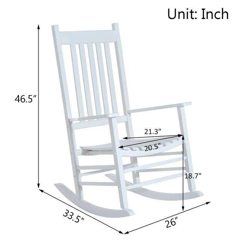 Grondin Indoor and Outdoor Rocking Chair with Solid Wood Frame, All Weather Resistant High Back Patio Porch Rocker