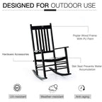 Grondin Indoor and Outdoor Rocking Chair with Solid Wood Frame, All Weather Resistant High Back Patio Porch Rocker