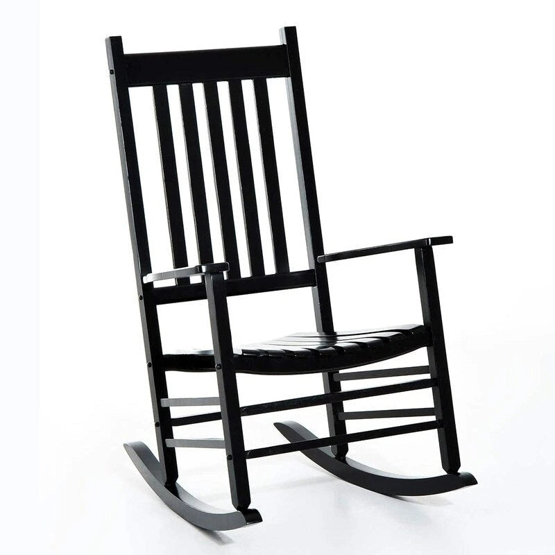 Grondin Indoor and Outdoor Rocking Chair with Solid Wood Frame, All Weather Resistant High Back Patio Porch Rocker