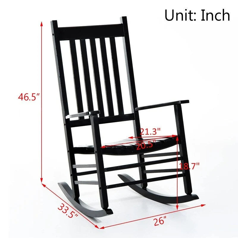 Grondin Indoor and Outdoor Rocking Chair with Solid Wood Frame, All Weather Resistant High Back Patio Porch Rocker