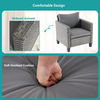 BONOSUKI 8-Piece Patio Sofa Set Grey Rattan Furniture Set w/Ottomans