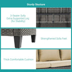 BONOSUKI 8-Piece Patio Sofa Set Grey Rattan Furniture Set w/Ottomans