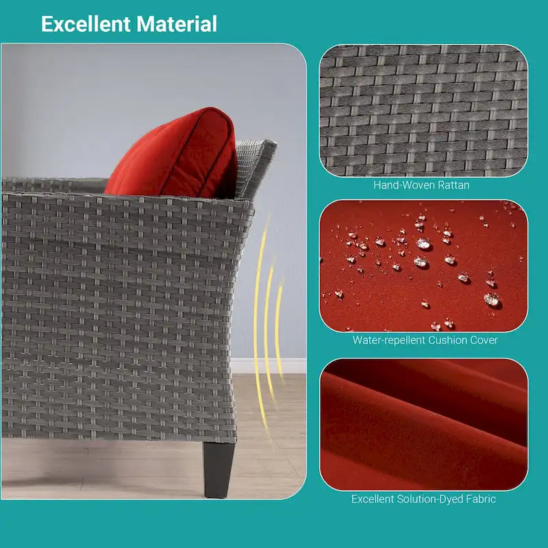 BONOSUKI 8-Piece Patio Sofa Set Grey Rattan Furniture Set w/Ottomans