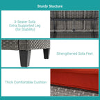 BONOSUKI 8-Piece Patio Sofa Set Grey Rattan Furniture Set w/Ottomans