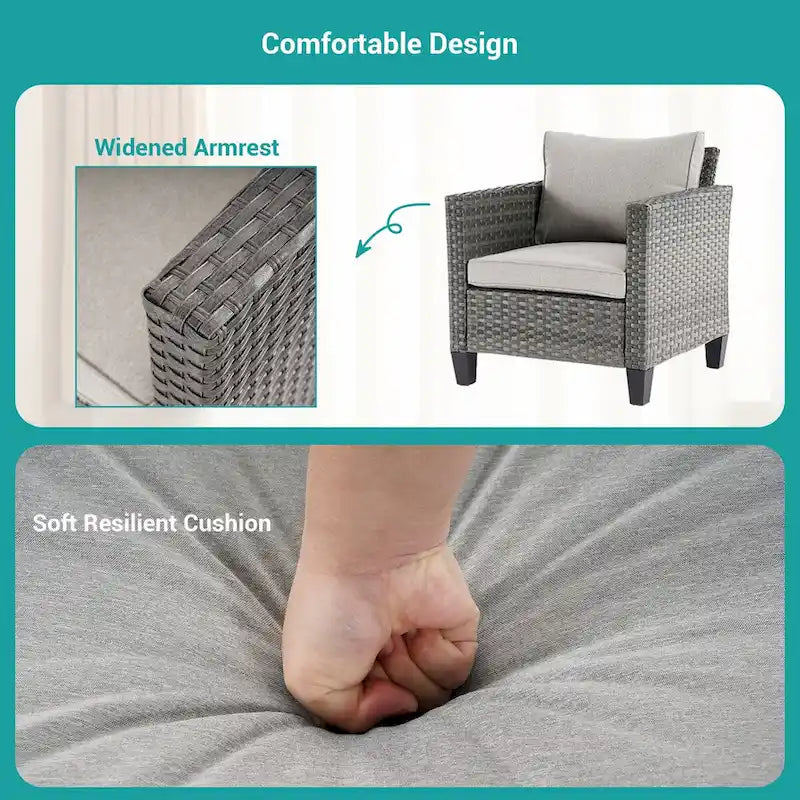 BONOSUKI 8-Piece Patio Sofa Set Grey Rattan Furniture Set w/Ottomans