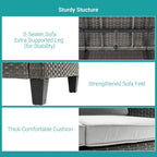 BONOSUKI 8-Piece Patio Sofa Set Grey Rattan Furniture Set w/Ottomans