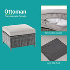 BONOSUKI 8-Piece Patio Sofa Set Grey Rattan Furniture Set w/Ottomans