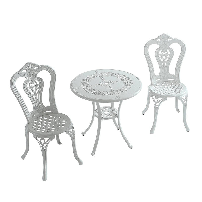3-Piece Cast Aluminum Bistro Table and Chairs Set