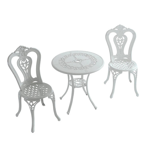 3-Piece Cast Aluminum Bistro Table and Chairs Set