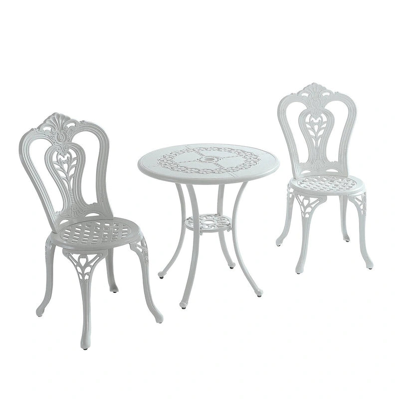3-Piece Cast Aluminum Bistro Table and Chairs Set