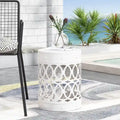 Metal End Table Outdoor Lace Cut Iron Side Table by Christopher Knight Home