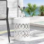 Metal End Table Outdoor Lace Cut Iron Side Table by Christopher Knight Home