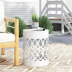 Metal End Table Outdoor Lace Cut Iron Side Table by Christopher Knight Home